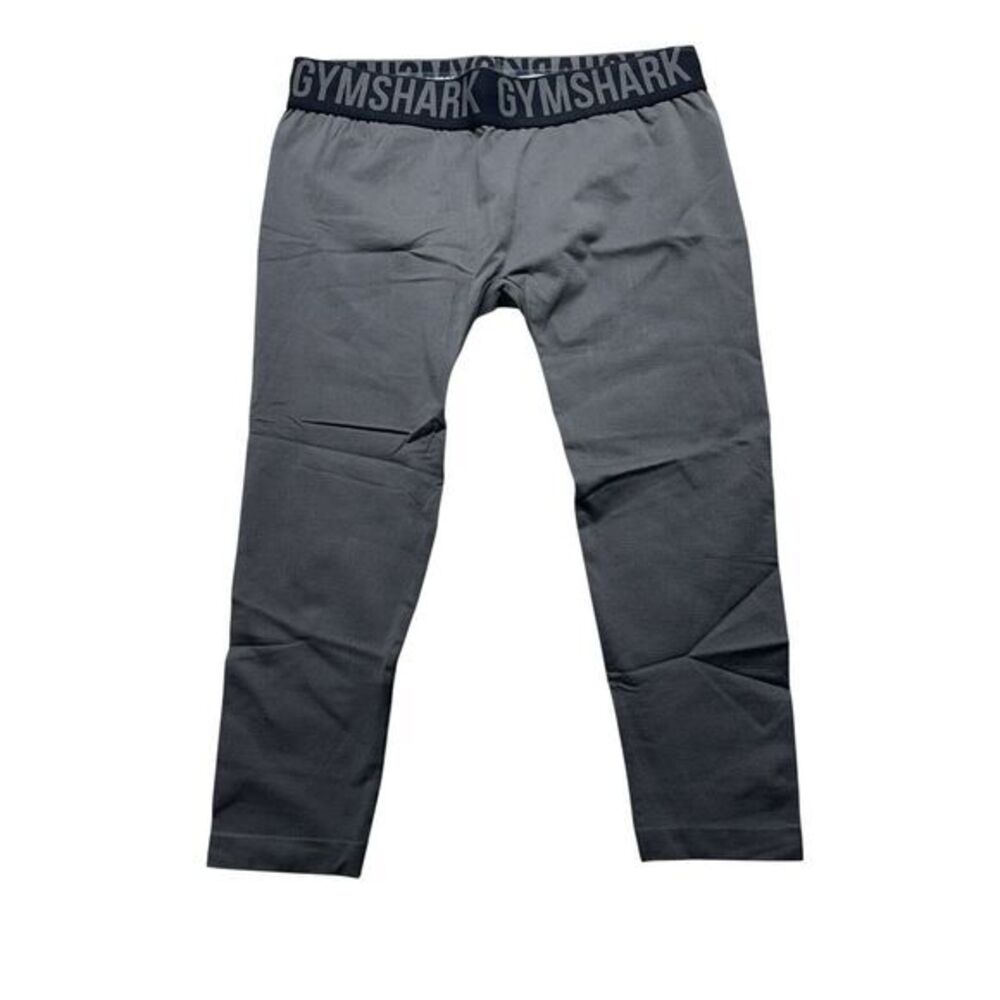 New Gymshark Fit Cropped Fitted Gray Black Leggings Small Women's Athletic